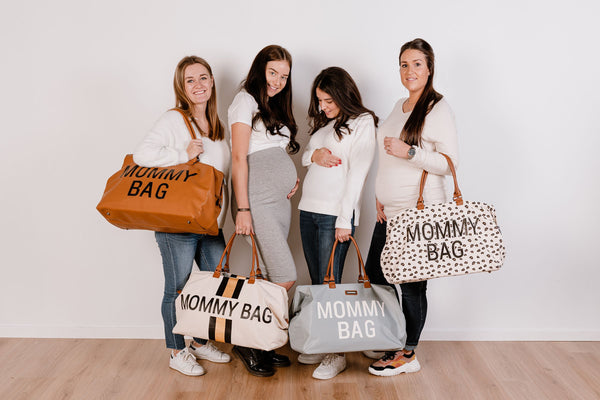 MOMMY BAG OFF-WHITE CANVAS WITH BLACK AND GOLD STRIPES