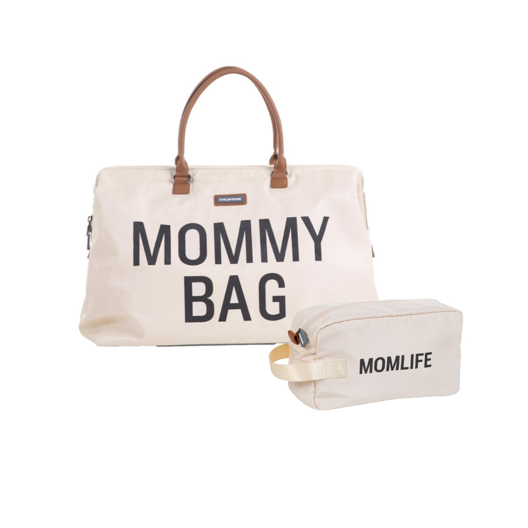 MOMMY BAG & MOMLIFE TOILETRY BAG BUNDLE OFF-WHITE